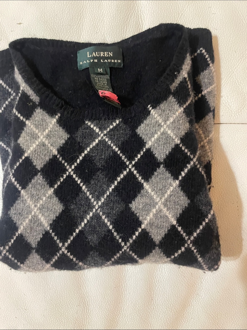 Lauren Ralph Lauren Mens Crewneck Argyle Sweater - Black & Gray